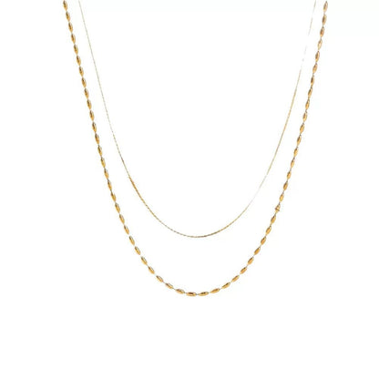 Polka Dots Double Layer Necklaces For Women Featuring Simple Style Titanium Steel With 18K Real Gold Plated Electroplated Beaded Chain