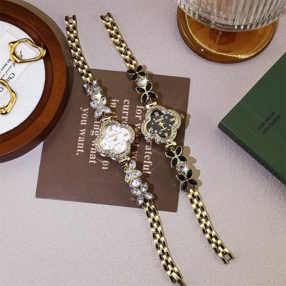 Women's Quartz Watch With Stainless Steel Strap And Jewelry Buckle, Featuring Ordinary Glass Mirror And Pointer Display
