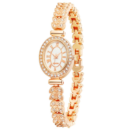Women's Quartz Watch With Stainless Steel Strap And Buckle, Featuring Tempered Glass Mirror And Pointer Display