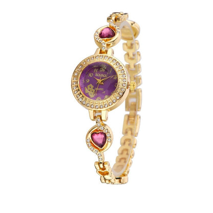 Women's Quartz Watch With Stainless Steel Strap And Buckle, Featuring Tempered Glass Mirror And Pointer Display