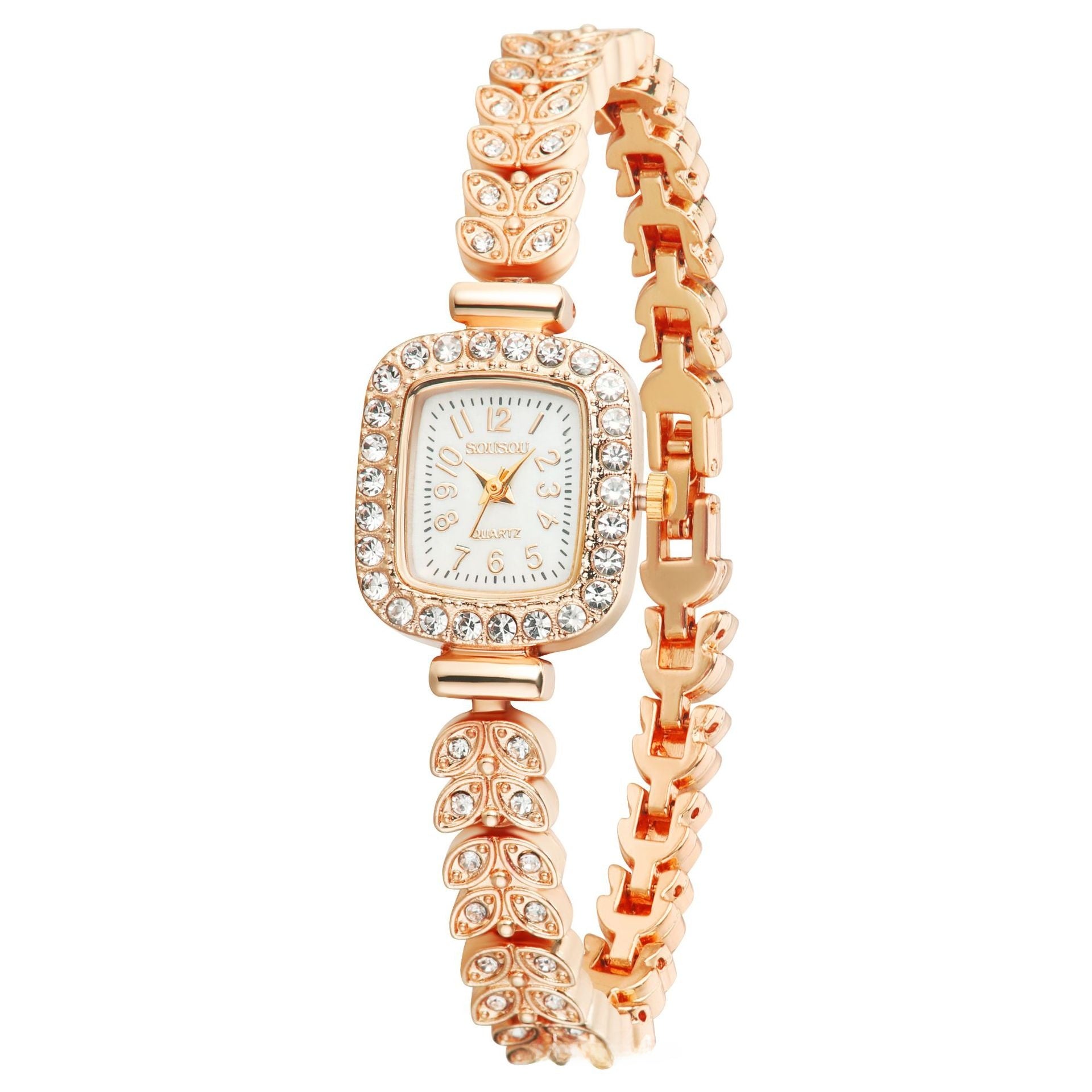Women’s Quartz Watch With Stainless Steel Strap And Buckle, Featuring Tempered Glass Mirror And Pointer+Number Display