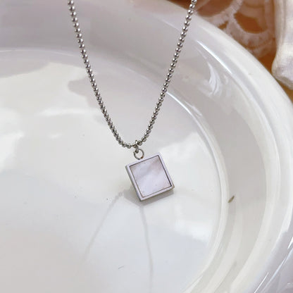 For Women Waterproof Non Tarnish Titanium Steel Shell Pendant Necklace With 18K Real Gold Plated Ball Chain
