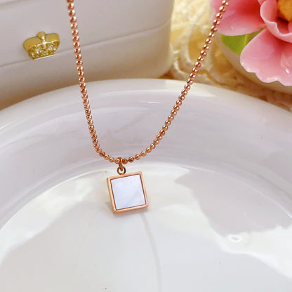 For Women Waterproof Non Tarnish Titanium Steel Shell Pendant Necklace With 18K Real Gold Plated Ball Chain