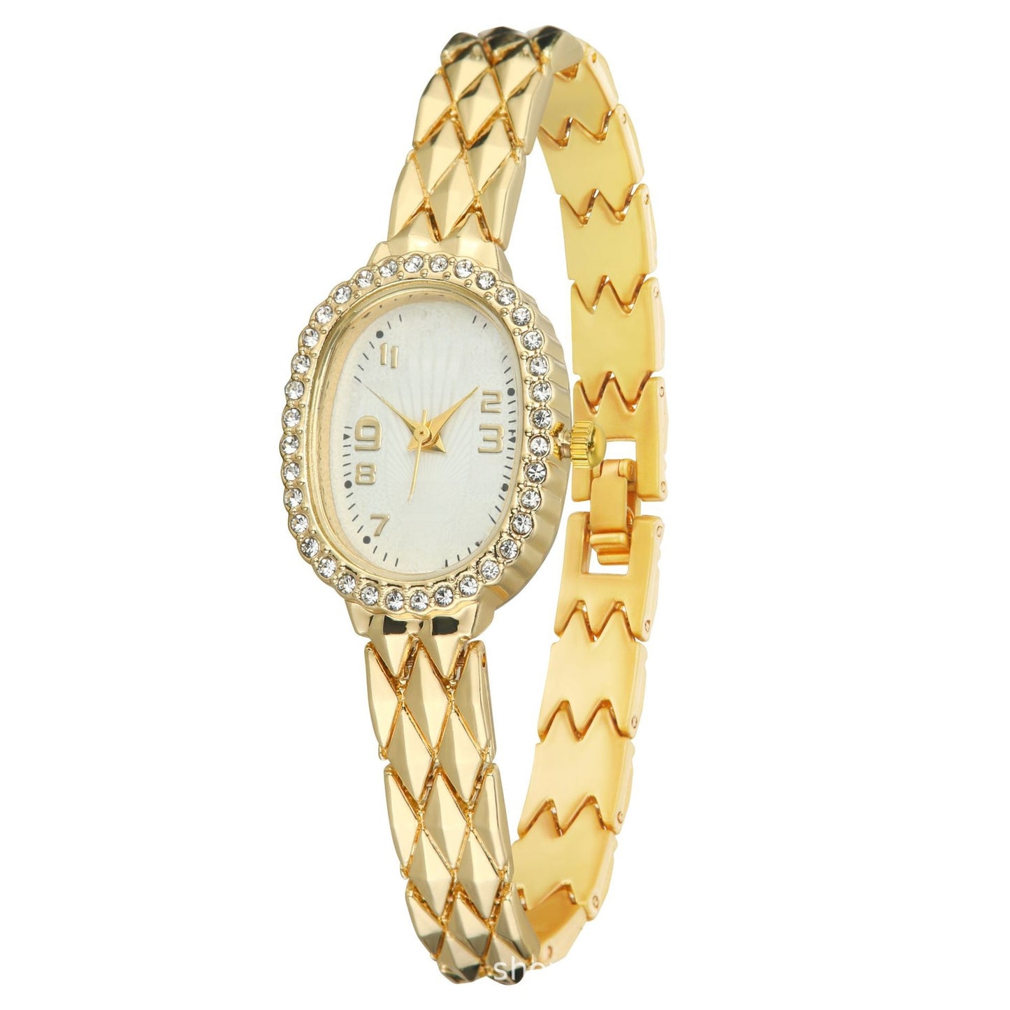 Women's Quartz Watch With Stainless Steel Strap And Buckle, Featuring Tempered Glass Mirror And Pointer Display