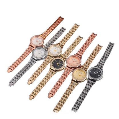Women's Quartz Watch With Stainless Steel Strap And Buckle, Featuring Tempered Glass Mirror And Pointer Display