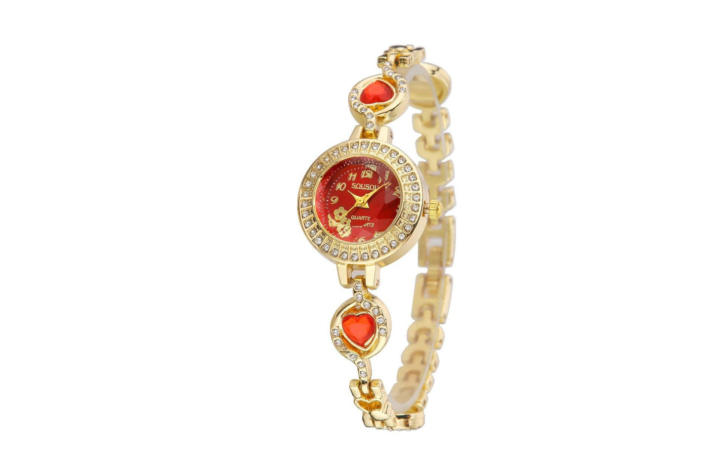 Women's Quartz Watch With Stainless Steel Strap And Buckle, Featuring Tempered Glass Mirror And Pointer Display