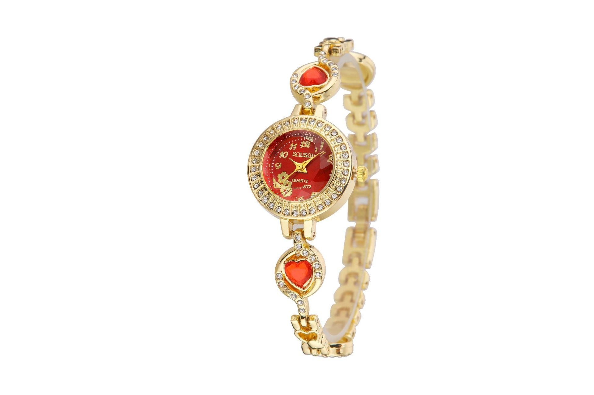 Women's Quartz Watch With Stainless Steel Strap And Buckle, Featuring Tempered Glass Mirror And Pointer Display