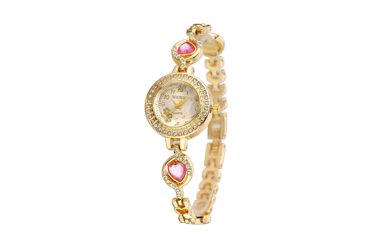 Women's Quartz Watch With Stainless Steel Strap And Buckle, Featuring Tempered Glass Mirror And Pointer Display