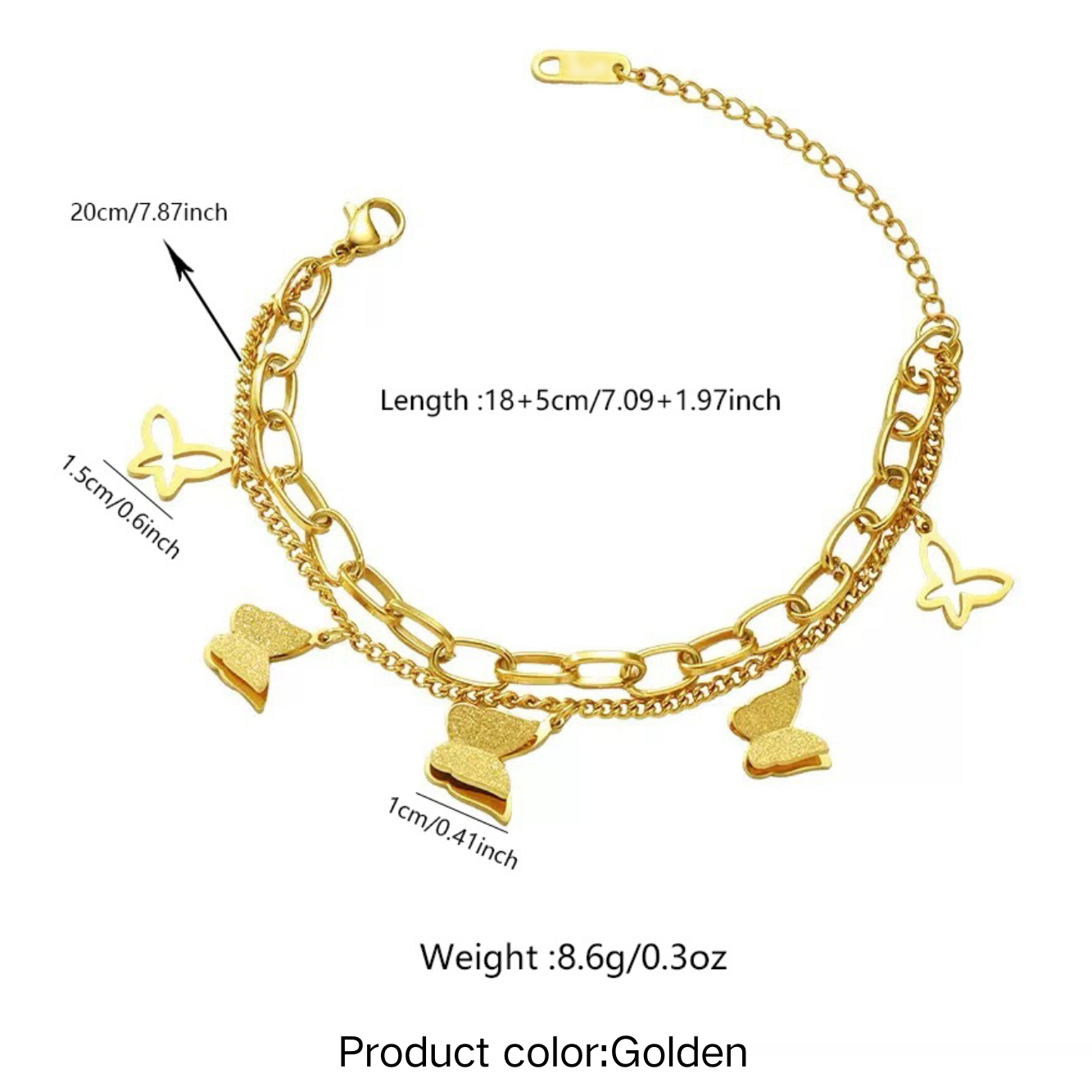 Sweet Animal Pattern Bracelet For Women In 304 Stainless Steel With 18K Real Gold Plated O-Link Chain