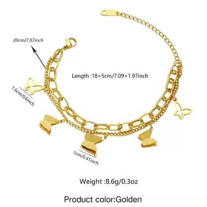 Sweet Animal Pattern Bracelet For Women In 304 Stainless Steel With 18K Real Gold Plated O-Link Chain
