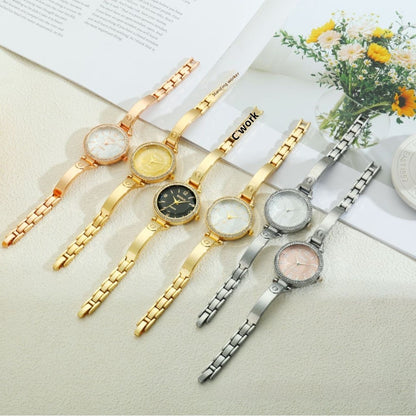 Women's Quartz Watch With Stainless Steel Strap And Buckle, Featuring Tempered Glass Mirror And Pointer Display