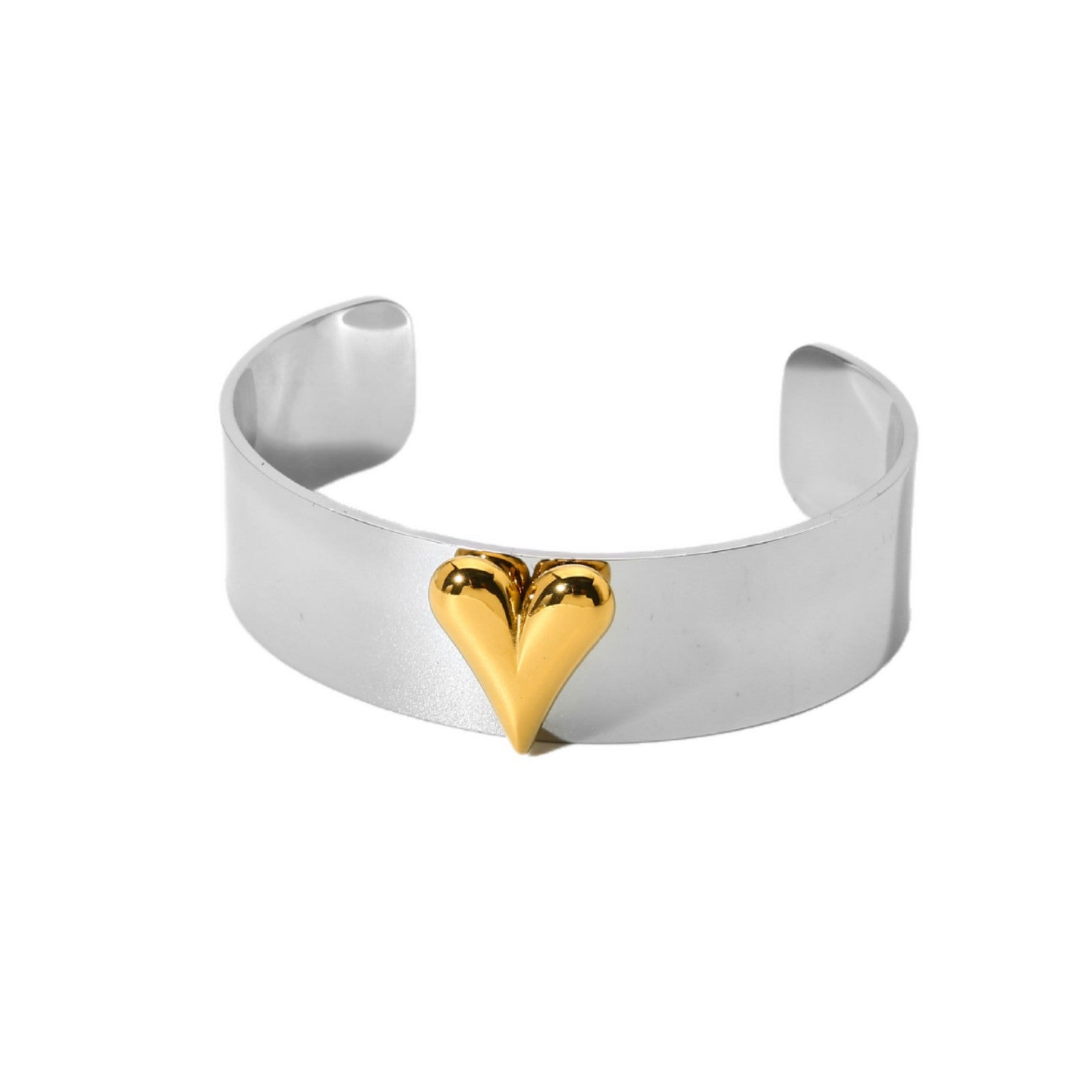 Heart Shape Three-dimensional Bangle For Women Featuring 18K Real Gold Plated Electroplated Finish In Golden