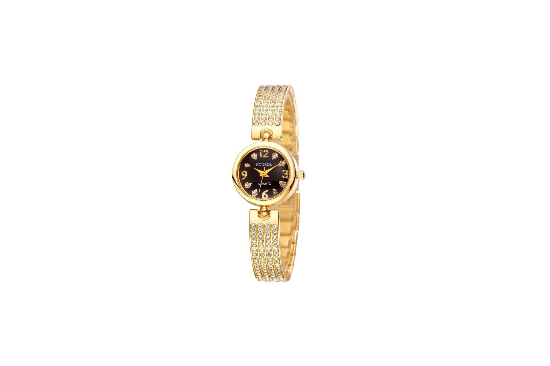 Women's Quartz Watch With Stainless Steel Strap And Buckle, Featuring Tempered Glass Mirror And Pointer Display