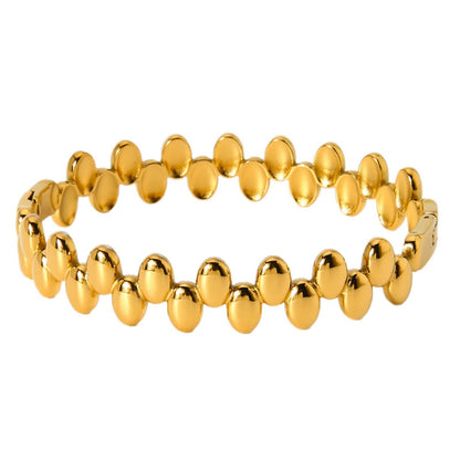 Vintage Style Geometric Asymmetrical Bangle For Women, Electroplated Metal With 18K Real Gold Plated Finish
