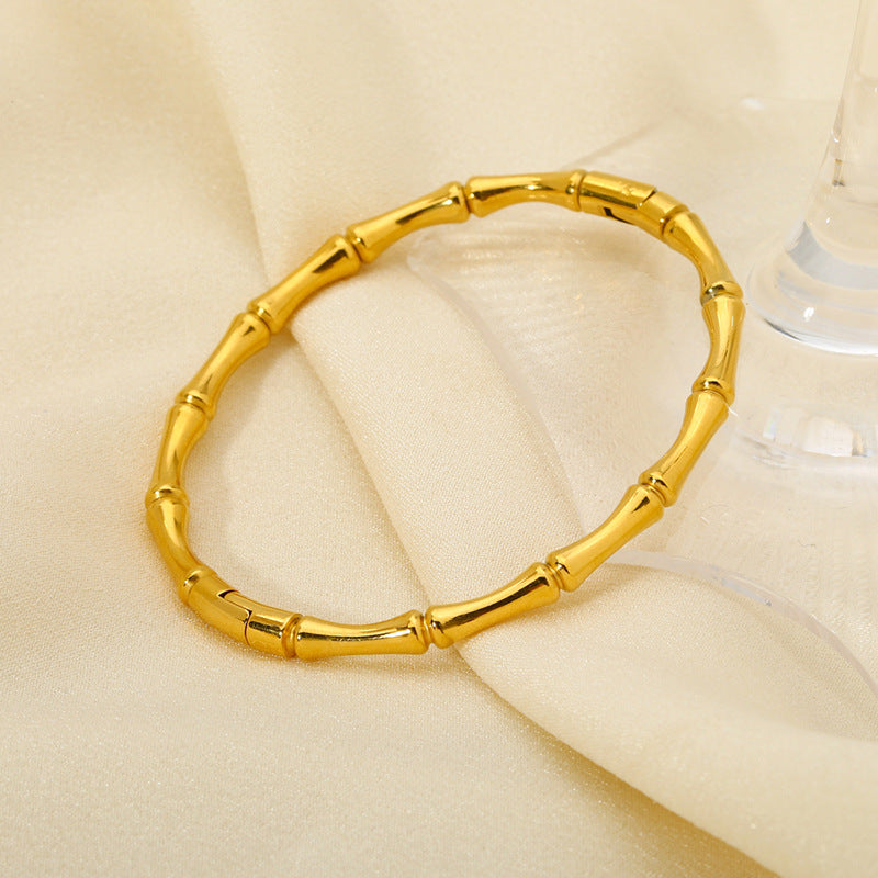 Geometric Bangle For Women In Titanium Steel Featuring Waterproof Non Tarnish Electroplated Gold Plating Process