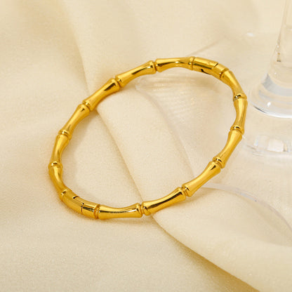 Geometric Bangle For Women In Titanium Steel Featuring Waterproof Non Tarnish Electroplated Gold Plating Process