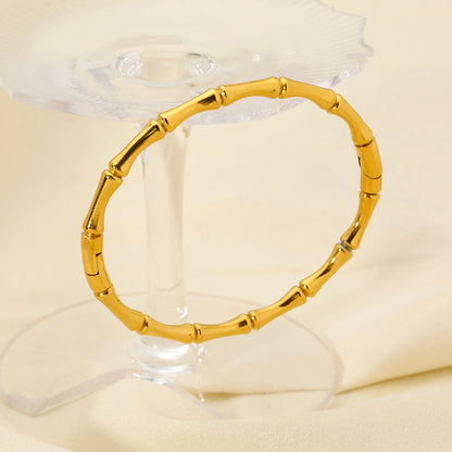 Geometric Bangle For Women In Titanium Steel Featuring Waterproof Non Tarnish Electroplated Gold Plating Process