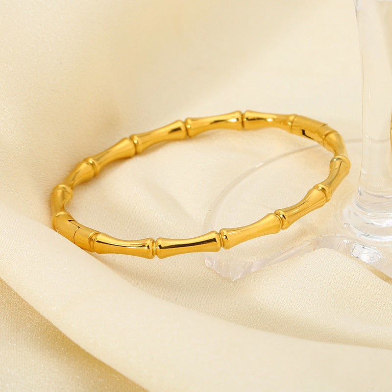 Geometric Bangle For Women In Titanium Steel Featuring Waterproof Non Tarnish Electroplated Gold Plating Process