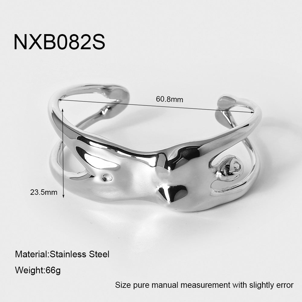 For Women Irregular Bangle Featuring 18K Real Gold Electroplated Finish In Elegant Golden Tone