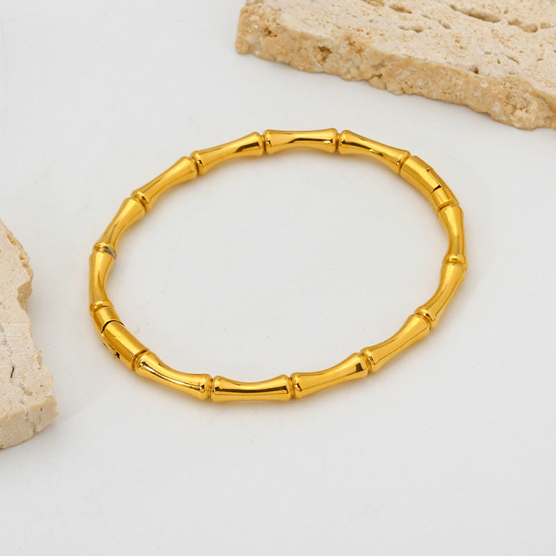 Geometric Bangle For Women In Titanium Steel Featuring Waterproof Non Tarnish Electroplated Gold Plating Process