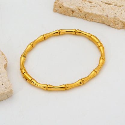 Geometric Bangle For Women In Titanium Steel Featuring Waterproof Non Tarnish Electroplated Gold Plating Process