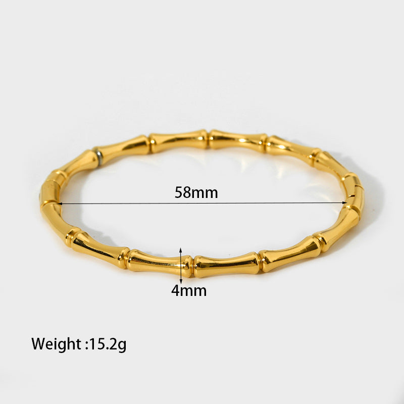Geometric Bangle For Women In Titanium Steel Featuring Waterproof Non Tarnish Electroplated Gold Plating Process