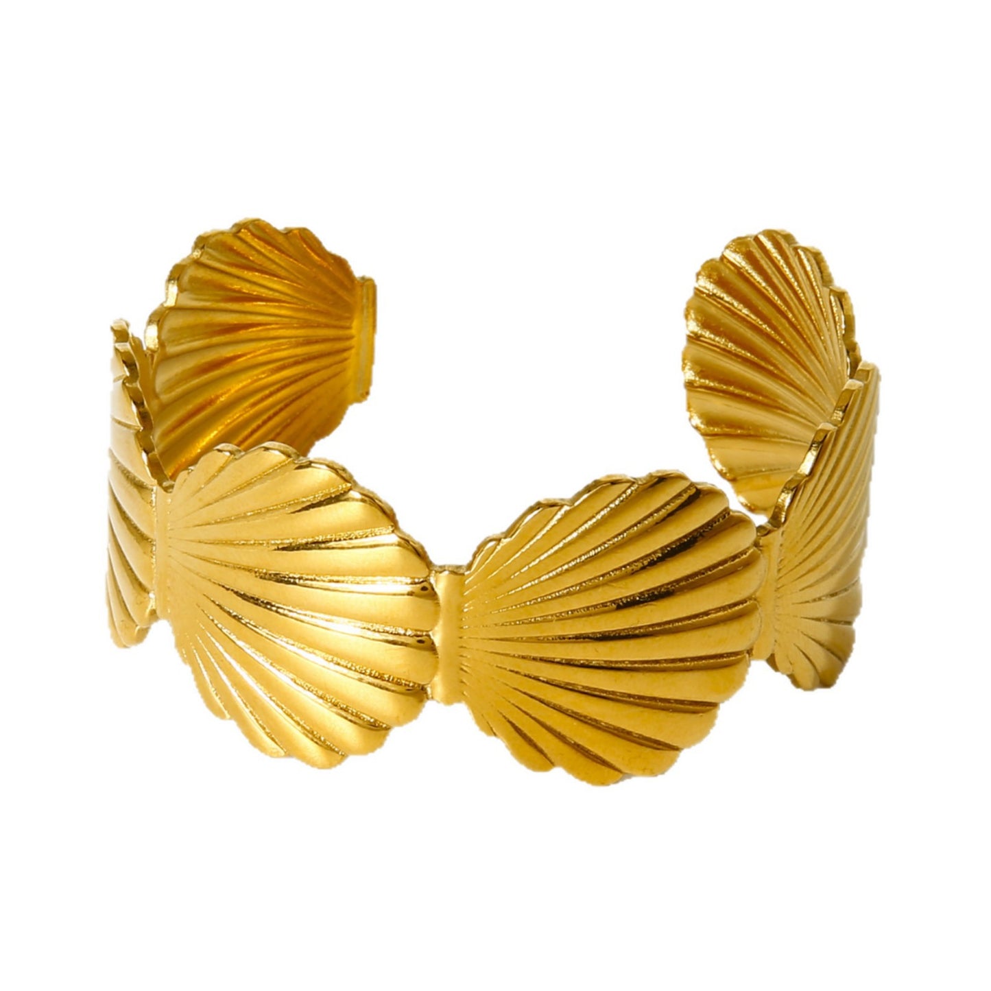 Women’s Electroplated 18K Real Gold Plated Bangle For Flowers Featuring Shell Inlay