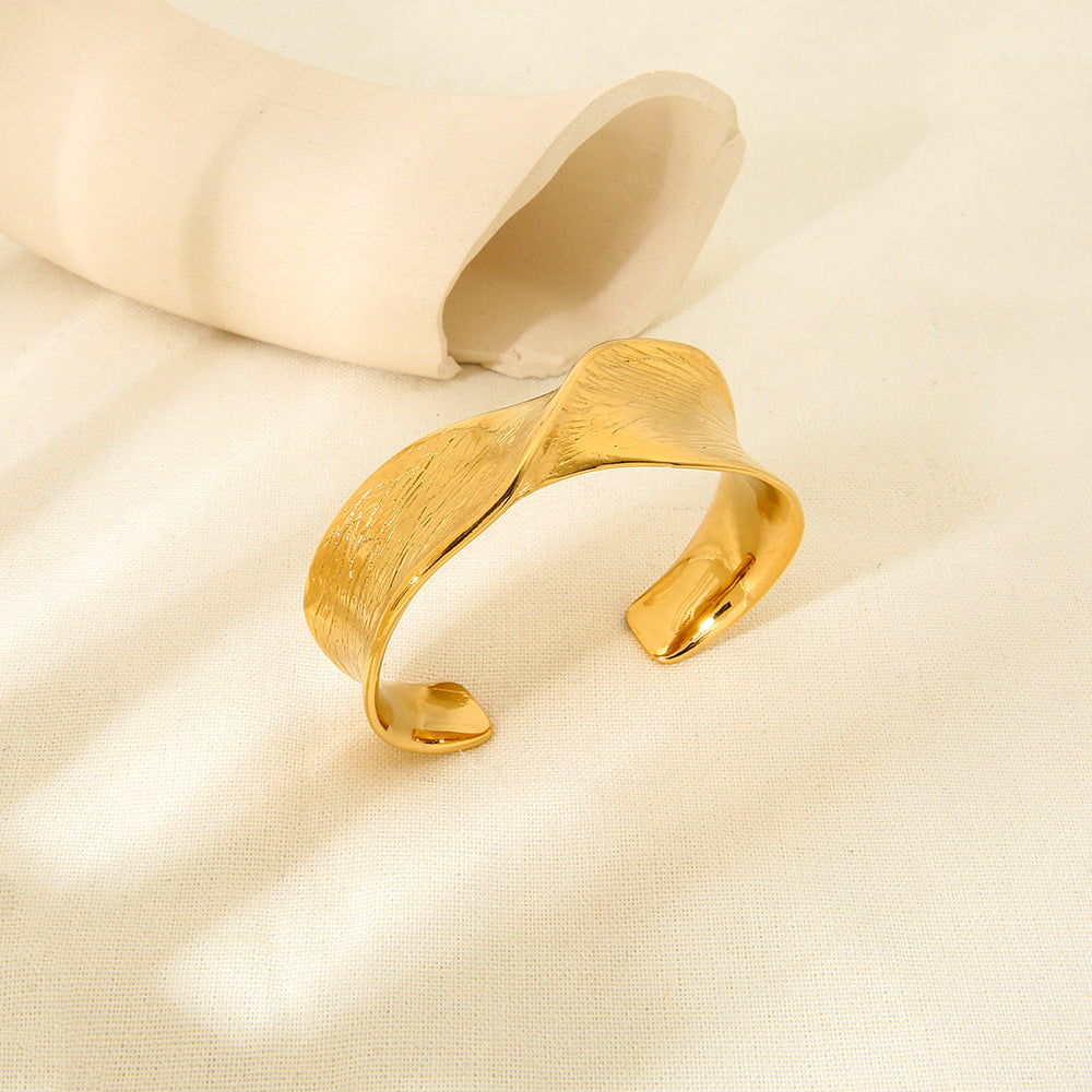 Round Bangle For Women Featuring 18K Real Gold Plated Finish With Sparkling Rhinestones In Golden Tone