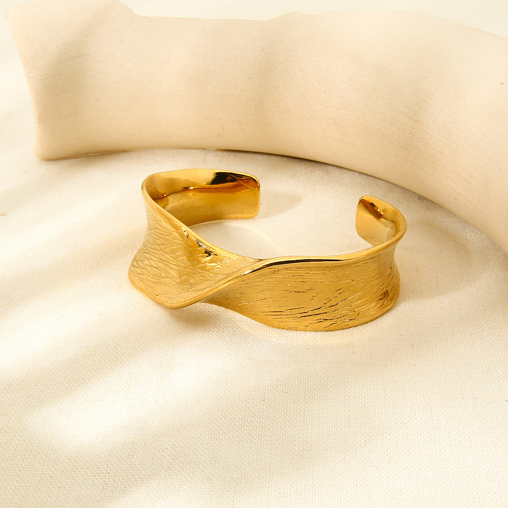 Round Bangle For Women Featuring 18K Real Gold Plated Finish With Sparkling Rhinestones In Golden Tone