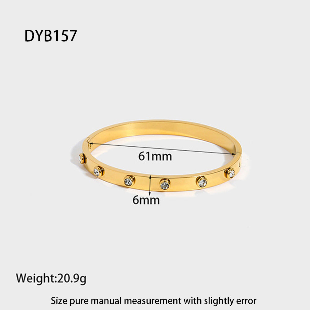 Round Bangle For Women Featuring 18K Real Gold Plated Finish With Sparkling Rhinestones In Golden Tone