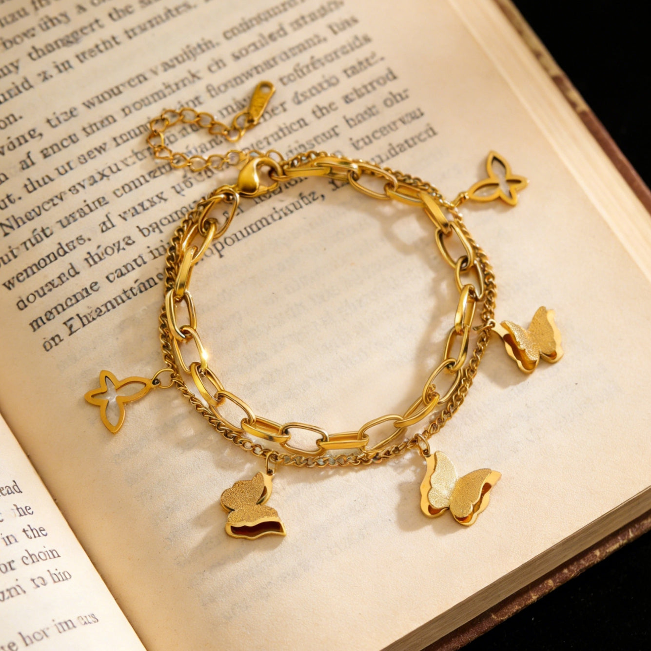 Sweet Animal Pattern Bracelet For Women In 304 Stainless Steel With 18K Real Gold Plated O-Link Chain