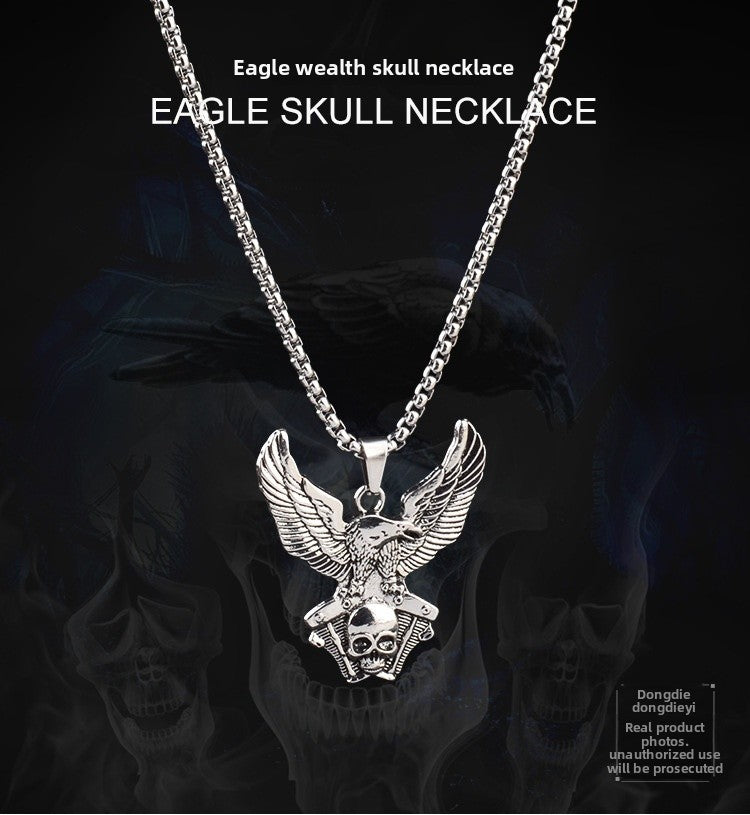 Eagle Pendant Necklace For Unisex Featuring Hip-Hop Style In Durable Titanium Steel With Box Chain