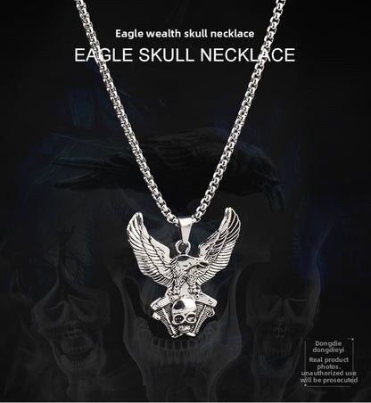 Eagle Pendant Necklace For Unisex Featuring Hip-Hop Style In Durable Titanium Steel With Box Chain