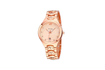 Women's Quartz Watch With Stainless Steel Strap And Buckle, Featuring Tempered Glass Mirror And Pointer Display