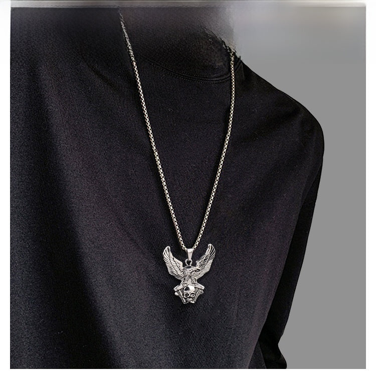 Eagle Pendant Necklace For Unisex Featuring Hip-Hop Style In Durable Titanium Steel With Box Chain
