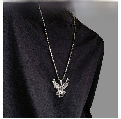 Eagle Pendant Necklace For Unisex Featuring Hip-Hop Style In Durable Titanium Steel With Box Chain