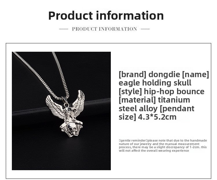 Eagle Pendant Necklace For Unisex Featuring Hip-Hop Style In Durable Titanium Steel With Box Chain
