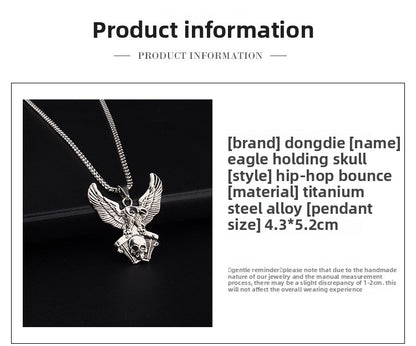 Eagle Pendant Necklace For Unisex Featuring Hip-Hop Style In Durable Titanium Steel With Box Chain