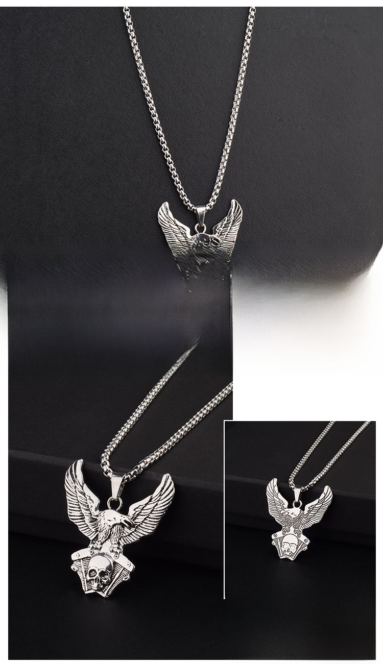 Eagle Pendant Necklace For Unisex Featuring Hip-Hop Style In Durable Titanium Steel With Box Chain