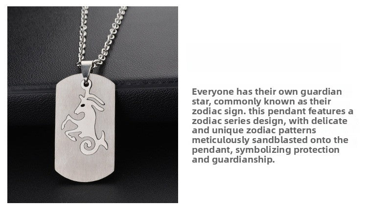 Aries Necklace For Unisex Featuring Hip-Hop Style Made Of Durable Titanium Steel With Snake Chain