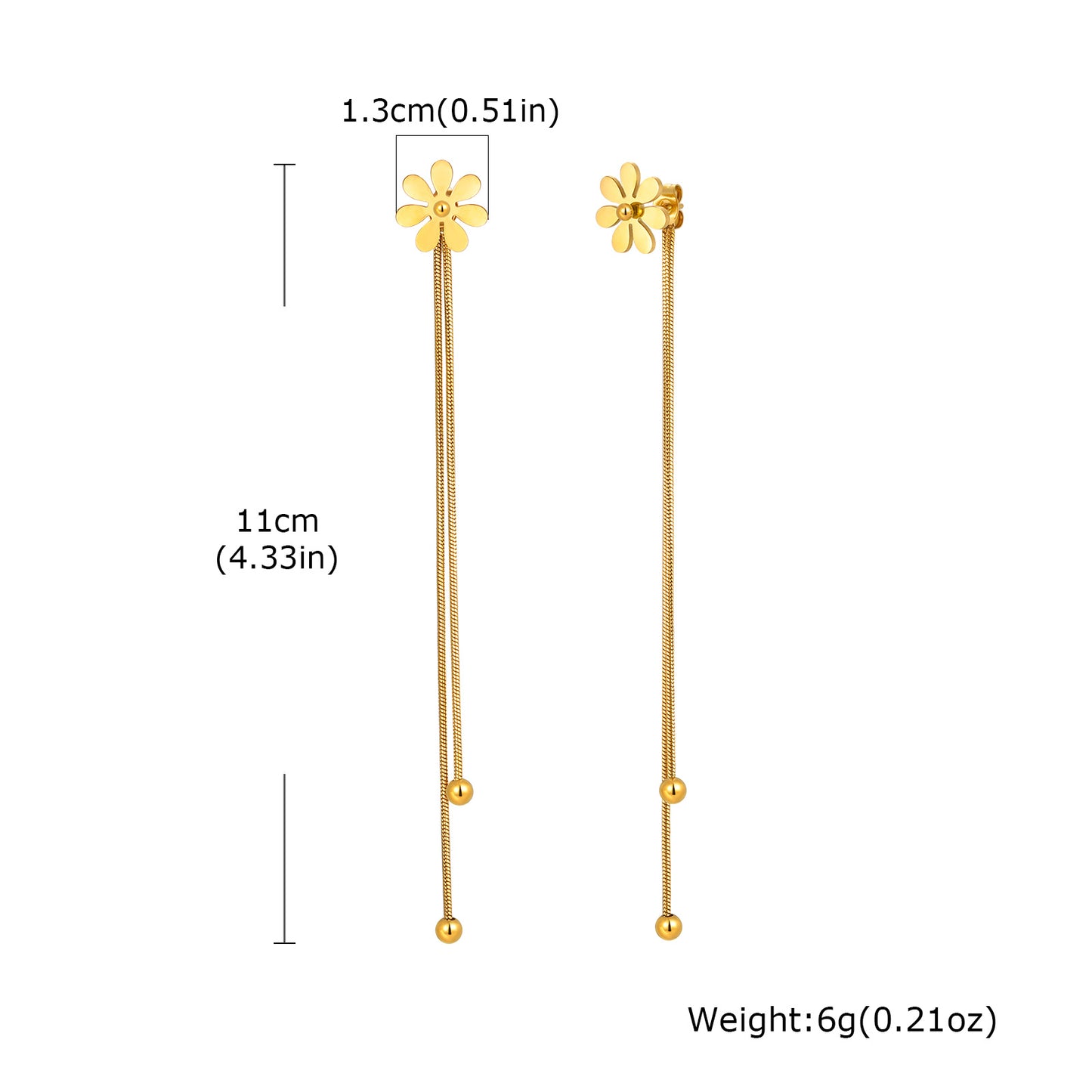 Flowers Earrings For Women In IG Style, Waterproof Non Tarnish 201 Stainless Steel With 18K Real Gold Plated