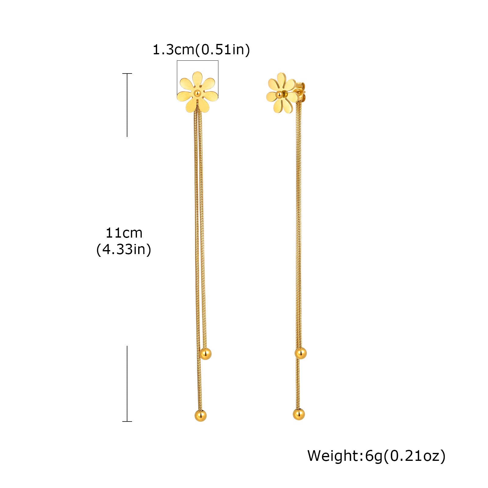 Flowers Earrings For Women In IG Style, Waterproof Non Tarnish 201 Stainless Steel With 18K Real Gold Plated