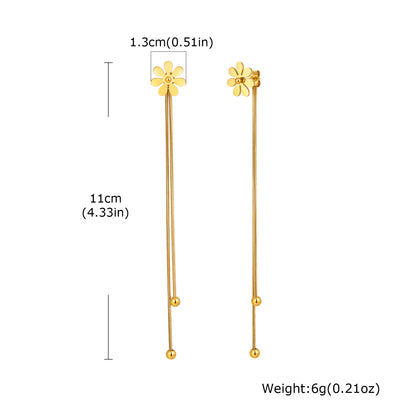 Flowers Earrings For Women In IG Style, Waterproof Non Tarnish 201 Stainless Steel With 18K Real Gold Plated
