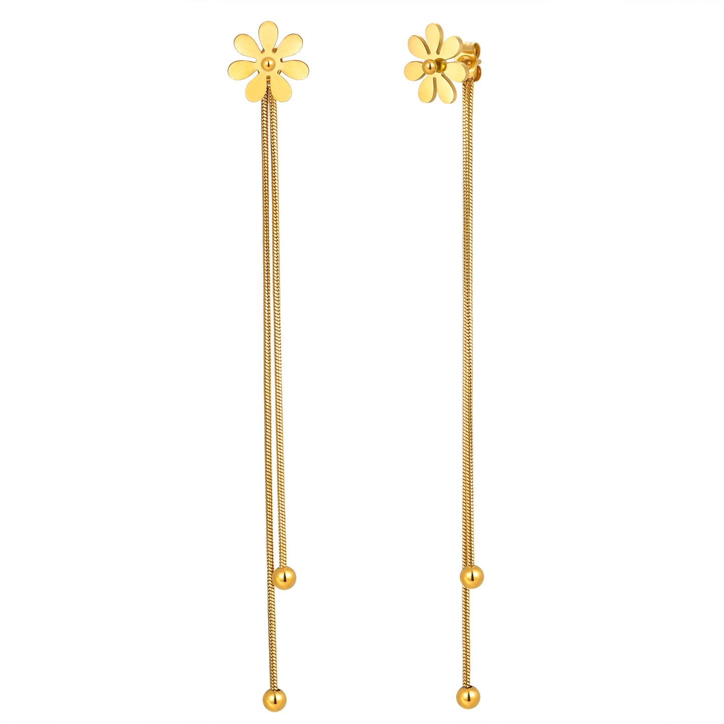 Flowers Earrings For Women In IG Style, Waterproof Non Tarnish 201 Stainless Steel With 18K Real Gold Plated