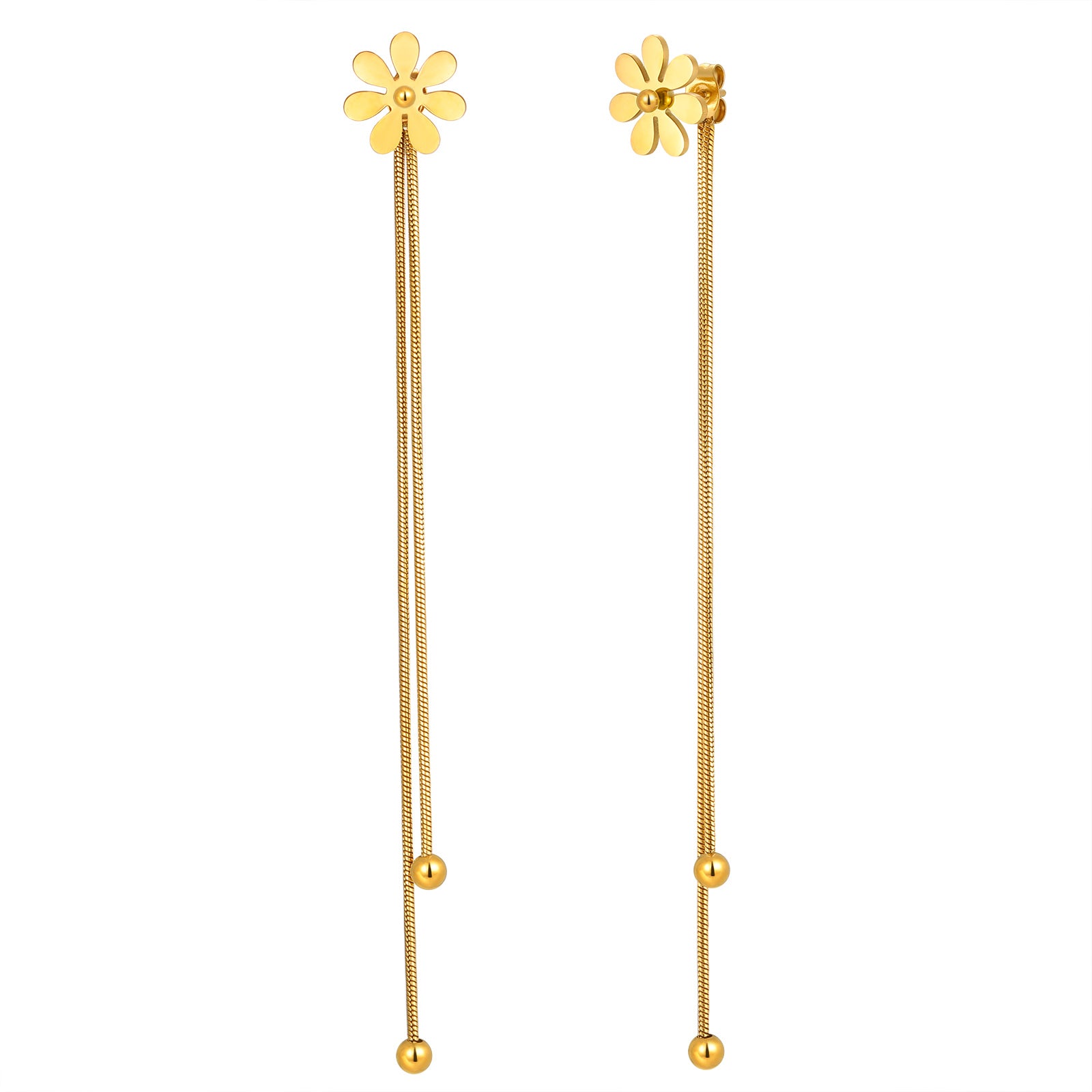 Flowers Earrings For Women In IG Style, Waterproof Non Tarnish 201 Stainless Steel With 18K Real Gold Plated