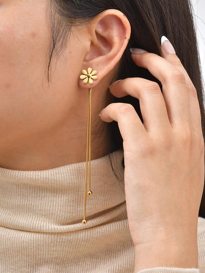 Flowers Earrings For Women In IG Style, Waterproof Non Tarnish 201 Stainless Steel With 18K Real Gold Plated