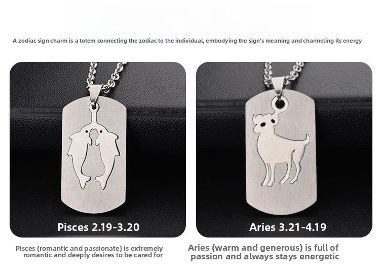 Aries Necklace For Unisex Featuring Hip-Hop Style Made Of Durable Titanium Steel With Snake Chain