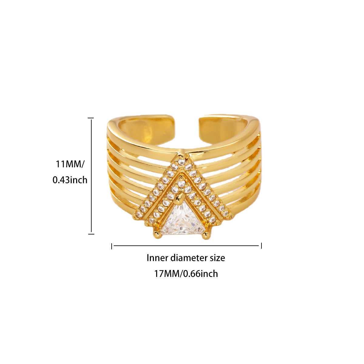 Water Droplets Ring For Women In Electroplated Copper With 18K Real Gold Plated Finish And Zircon Inlay