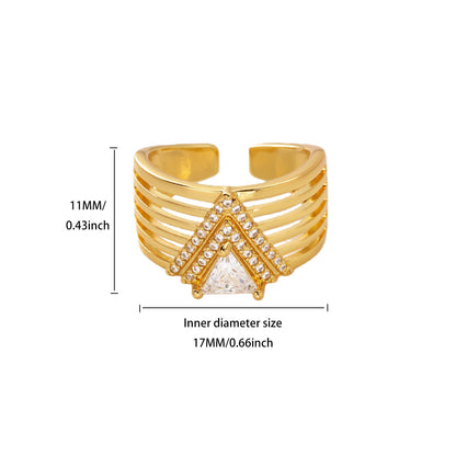 Water Droplets Ring For Women In Electroplated Copper With 18K Real Gold Plated Finish And Zircon Inlay
