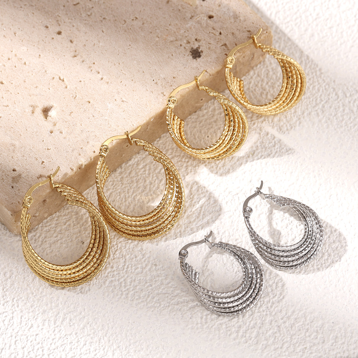 Geometric Earrings For Women Featuring Electroplated 304 Stainless Steel With 18K Real Gold Plated And PVD Coated Finish